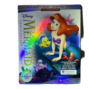 Disney The Little Mermaid Blu-ray DVD Digital Code Anniversary Edition Slipcover